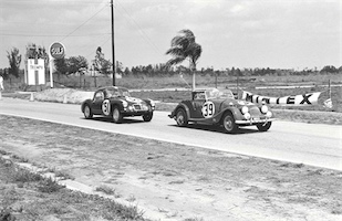 1962 Sebring 12 Hour race. Morgan Plus 4 SS driven by Al Rodgers and James Bailey